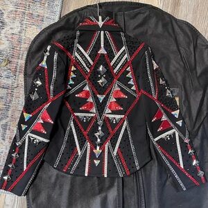 Youth Black and Red Embellished showmanship Jacket